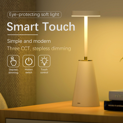 Lampe de table intelligente à charge tactile ABS métallique avec atténuation et éclairage atmosphérique