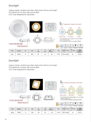 100lm/w 3 étapes 2700K-6500K Éclairage intérieur Muare Recesseini Tracé lave-murs projecteur LED Downlight Plafond en retrait Cob Down Light