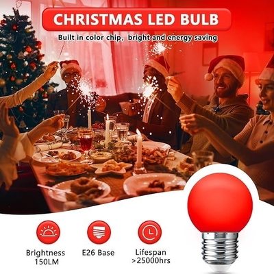 LED G45 Globe lumières de Noël 1W Nuit de couleur Mini Edison E26 15W Équivalent ampoule rouge