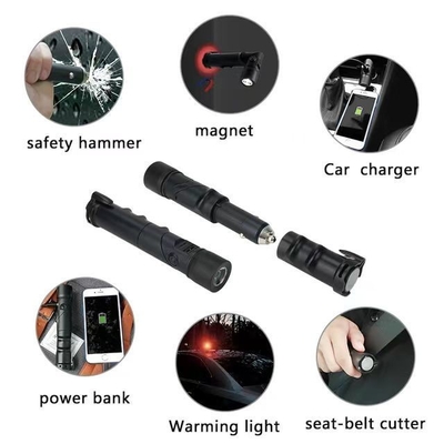 Banque d'alimentation à marteau de sécurité avec chargeur de voiture de téléphone cellulaire USB de 5,0V/2,4A et source lumineuse LED