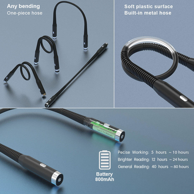 Lumière de livre à charge LED portable flexible suspendue au cou pour la protection des yeux et la lecture