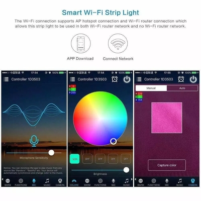 5m 10m 15m Intérieur et extérieur Bluetooth/WiFi télécommande Smart Strip Lights