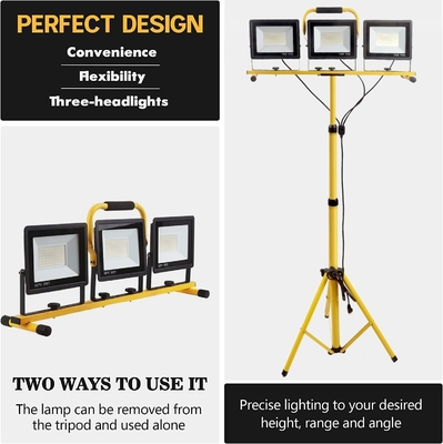 Lumière de travail à trépied pliable réglable avec lampe de 21000lm Flux lumineux et 3 têtes