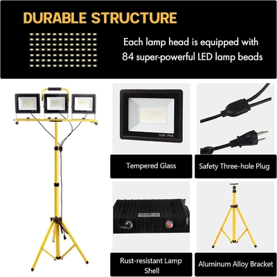 Lumière de travail à trépied pliable réglable avec lampe de 21000lm Flux lumineux et 3 têtes