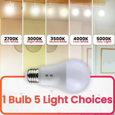 10W 1100 lumens 2700-6500K lumière du jour 5CCT ampoules LED avec indice de rendu des couleurs 80 Ra