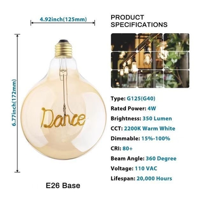 AC 85-265V Voltage d'entrée 4W LED verre clair ampère Edison ampoule pour l'éclairage décoratif