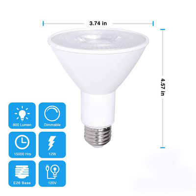 12W 100W Dimmable imperméable à l'eau E26 3000K Blanc chaud LED ampoule à LED PAR30 Contrôleur de bouton
