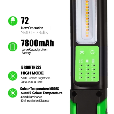 Lumière de travail LED IP80 1600 Lumen Température de couleur double 360 degrés Magnétique et crochet