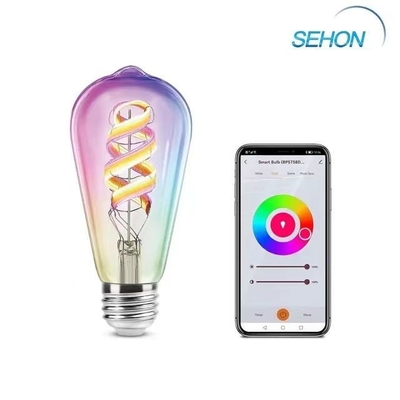 Lampe à incandescence à LED intelligente à l'intérieur avec lumière RVB et contrôle Bluetooth sans fil
