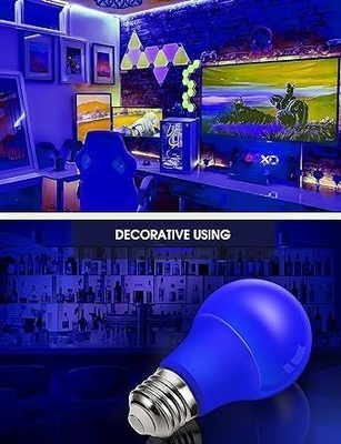 Bulbe LED bleue A19 9W E26 non obscurcissant pour l'éclairage de Noël extérieur et la conception de circuits