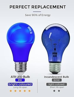 Bulbe LED bleue A19 9W E26 non obscurcissant pour l'éclairage de Noël extérieur et la conception de circuits