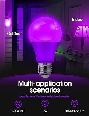 15000 Heures de travail Durée de vie ampoule LED violette A19 9W pour la décoration de la maison et des fêtes