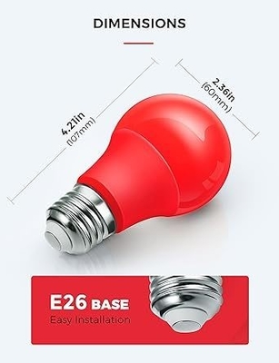 E26 Bulbe LED rouge A19 9W pour la Saint-Valentin Décoration de l'année de Thanksgiving sur le porche intérieur