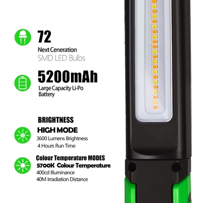 15000 heures de temps de travail Lumière de travail sous capot magnétique rechargeable pour les inspections