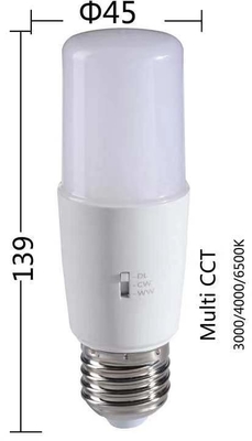 Éclairage de lampe en plastique 8W12W Bougie en forme de T 3CCT 3000K/4500K/6000K 36000 heures de durée de vie