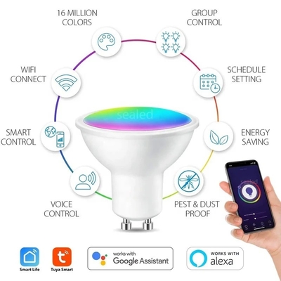 Contrôle à distance ampoule à LED GU10/MR16 avec Google Alexa et prise en charge de la gradation