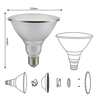 15000 heures de travail 15W PAR38 36D E27 220V projecteur LED pour les solutions d'éclairage
