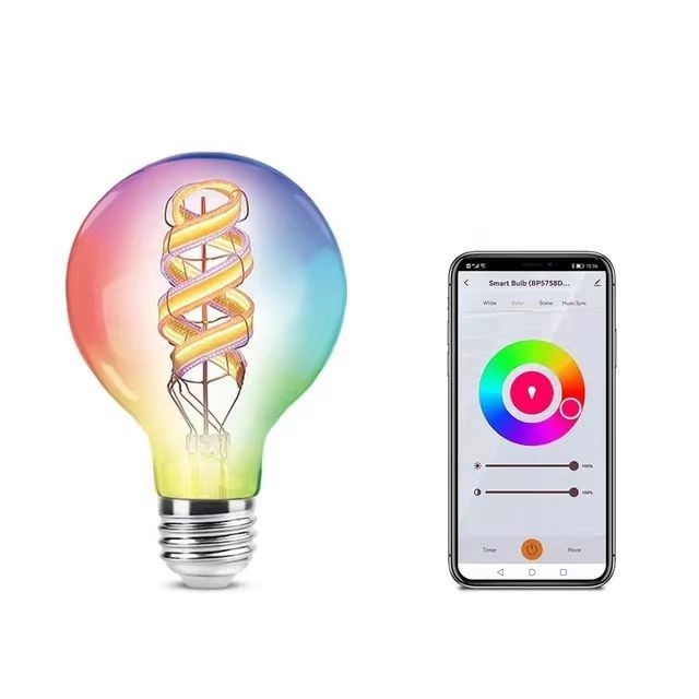 2200K-6500K ampoule à filament changeant de couleur avec Bluetooth sans fil et contrôle TUYA APP