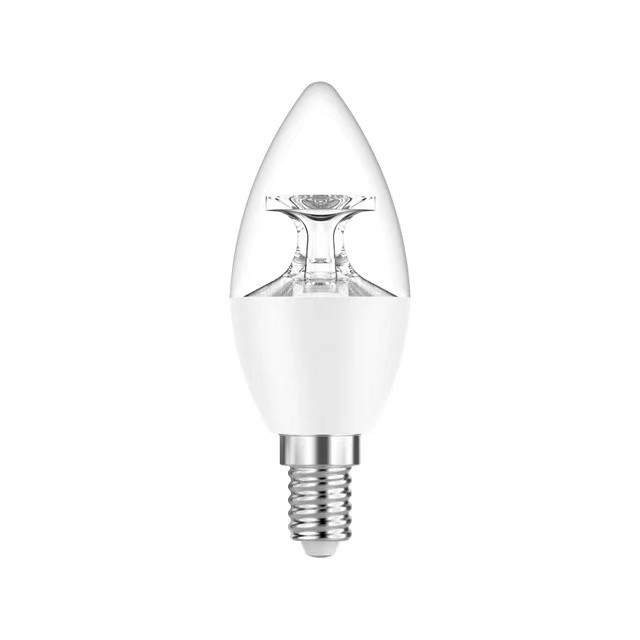 Service de solutions d'éclairage E14 base 3000K lumière chaude couverture transparente c37 LED ampoule à bougie